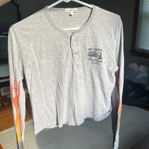 Grey Graphic long sleeve top.